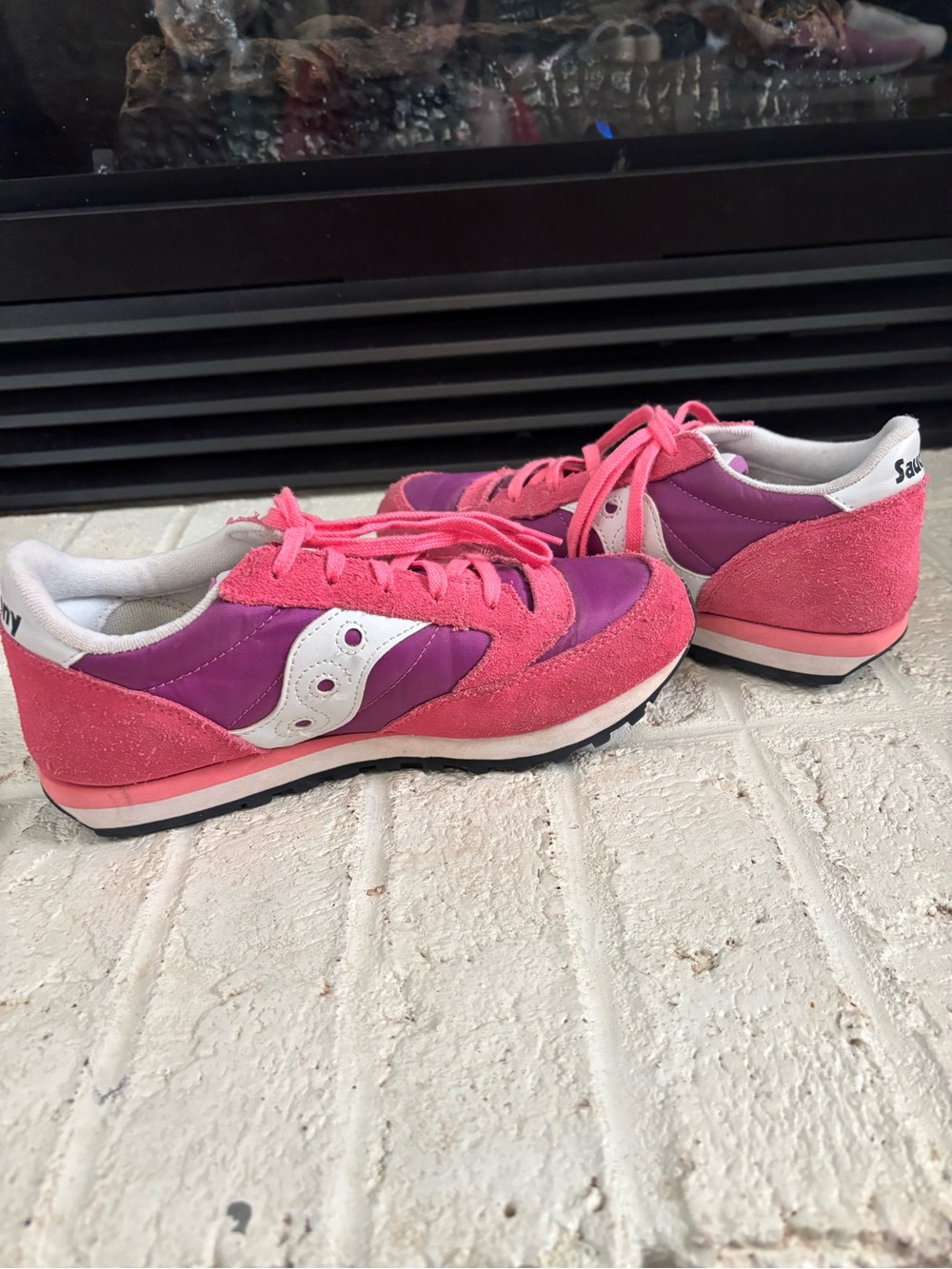 Saucony Kids Pink and Purple Retro Runner Sneakers